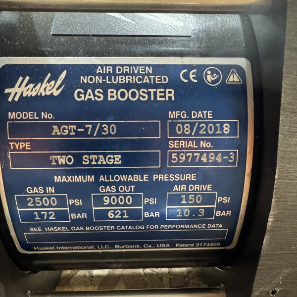 HASKEL MODEL AGT-7/30 AIR DRIVEN GAS BOOSTER - Image 2