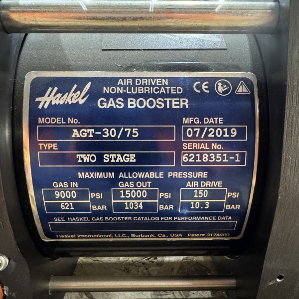 HASKEL MODEL AGT-30/75 AIR DRIVEN GAS BOOSTER - Image 2