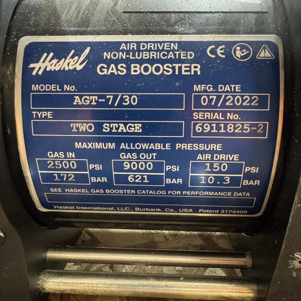 HASKEL MODEL AGT-7/30 AIR DRIVEN GAS BOOSTER - Image 2